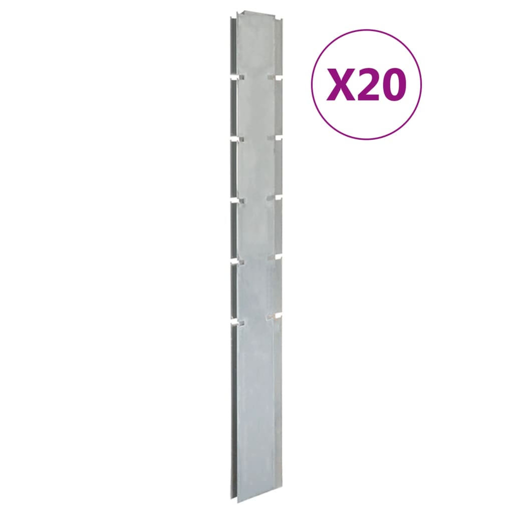 vidaXL stolpe til havehegn 20 stk. 160 cm galvaniseret stål sølvfarvet