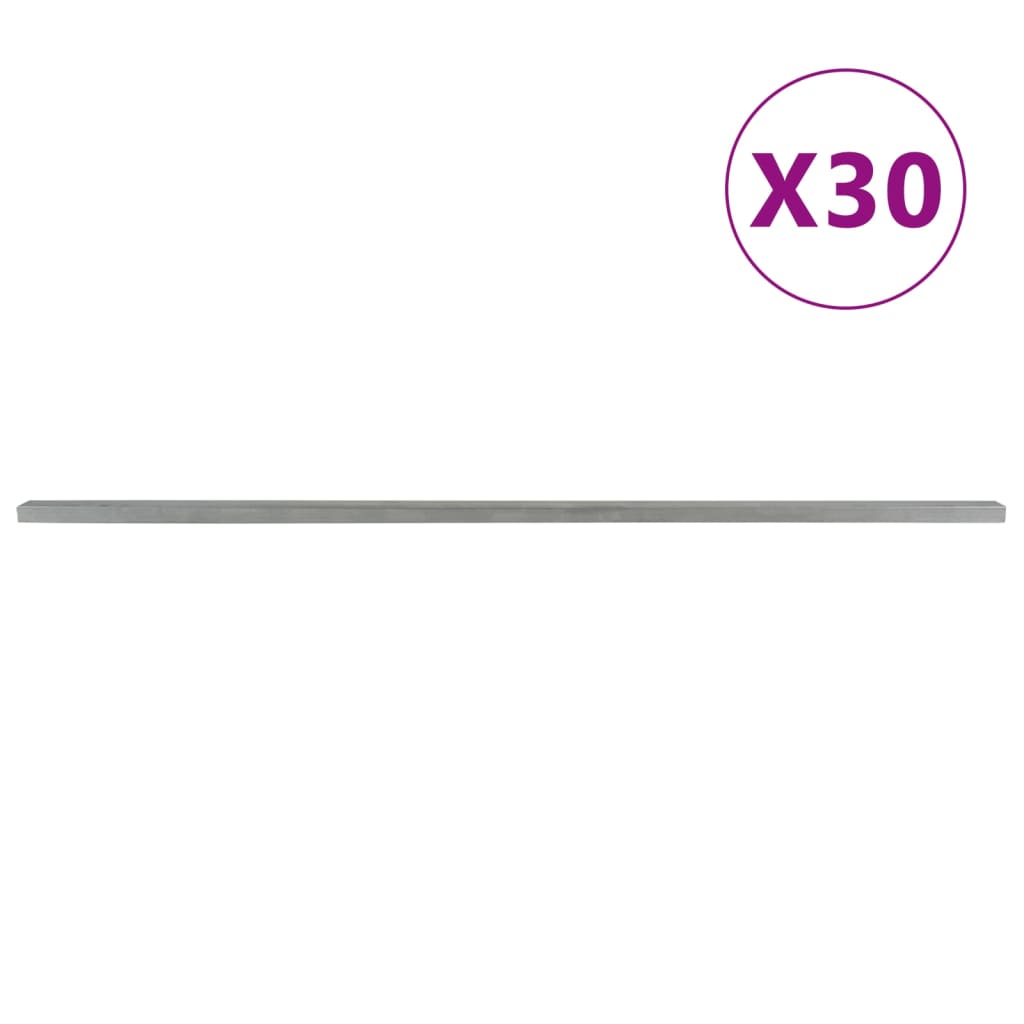 vidaXL stolper til havehegn 30 stk. 240 cm stål sølvfarvet