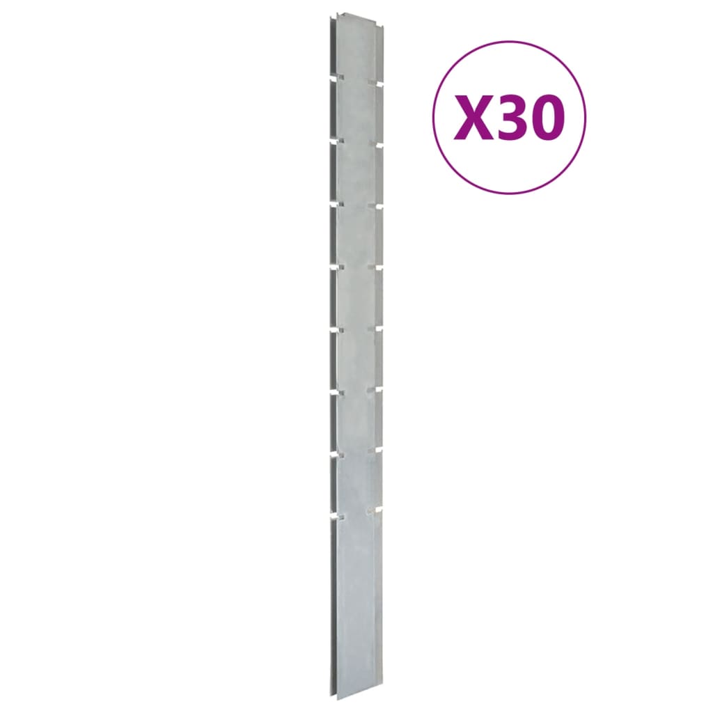 Poteaux de clôture 30 pcs argenté 220 cm acier galvanisé