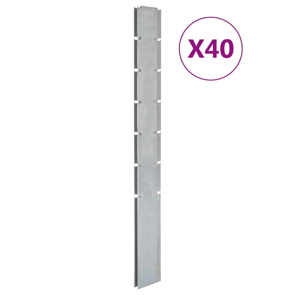 vidaXL stolpe til havehegn 40 stk. 180 cm galvaniseret stål sølvfarvet