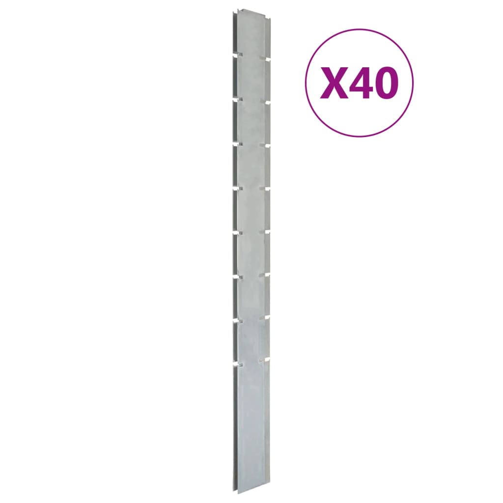 vidaXL stolpe til havehegn 40 stk. 220 cm galvaniseret stål sølvfarvet