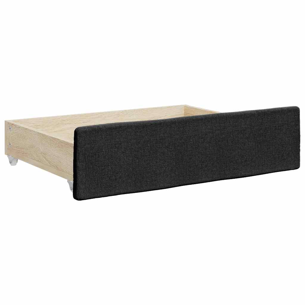 vidaXL Bedlades 2 st bewerkt hout en stof zwart afbeelding