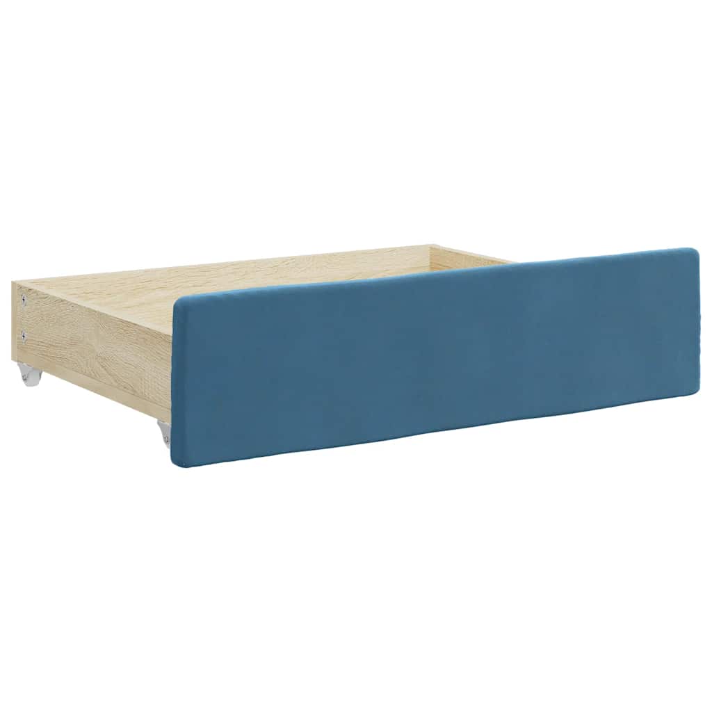vidaXL Bedlades 2 st bewerkt hout en fluweel blauw afbeelding