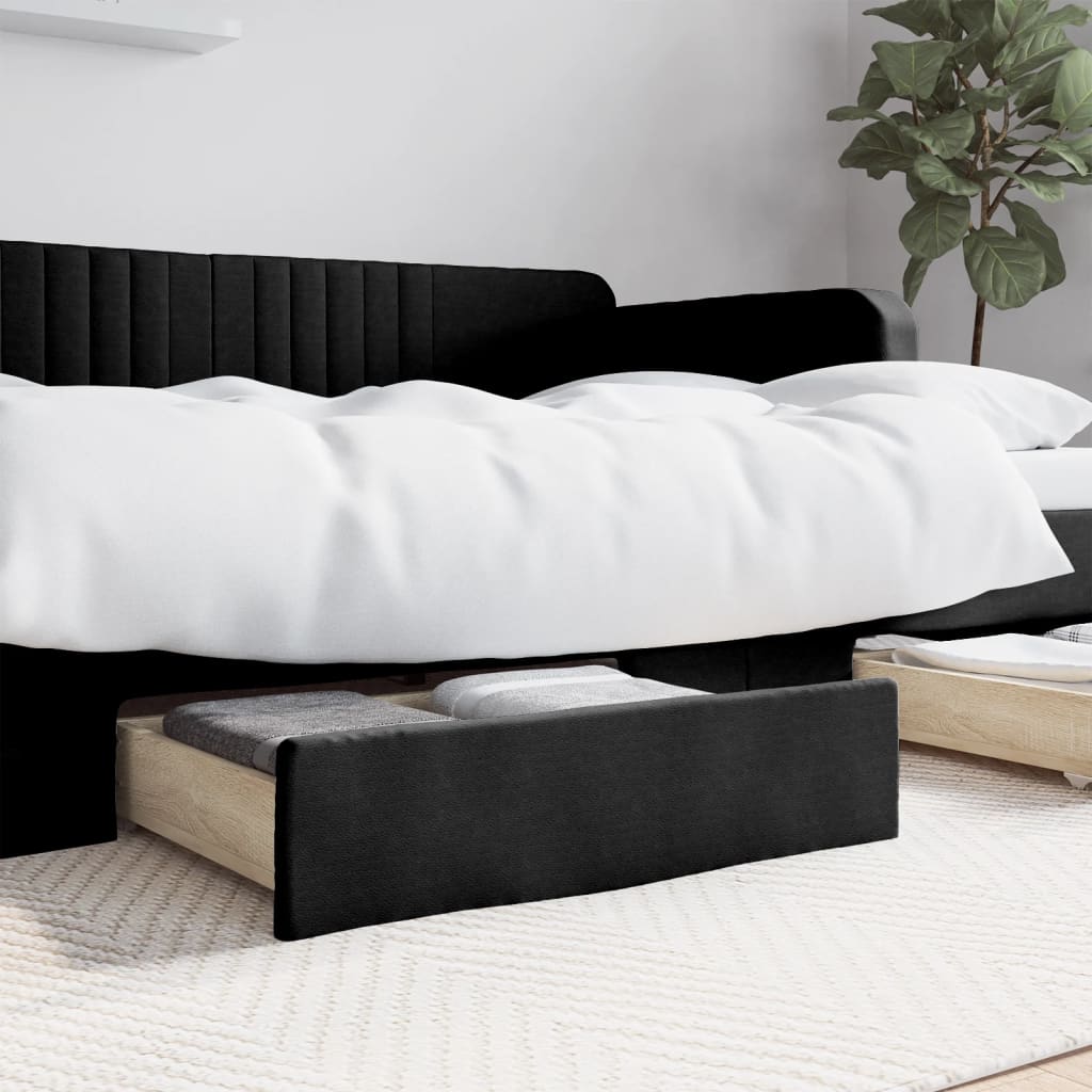 vidaXL Sertare de pat 2 buc, negru, lemn prelucrat și piele ecologică