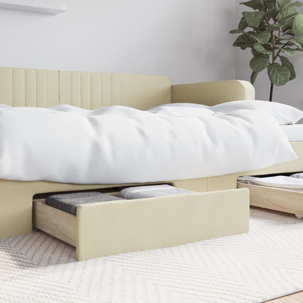 vidaXL Sertare de pat 2 buc, crem, lemn prelucrat și piele ecologică