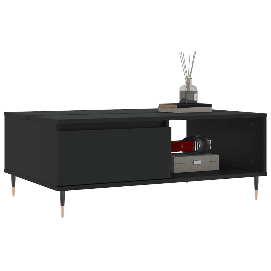 vidaXL Salontafel 90x60x35 cm bewerkt hout zwart afbeelding