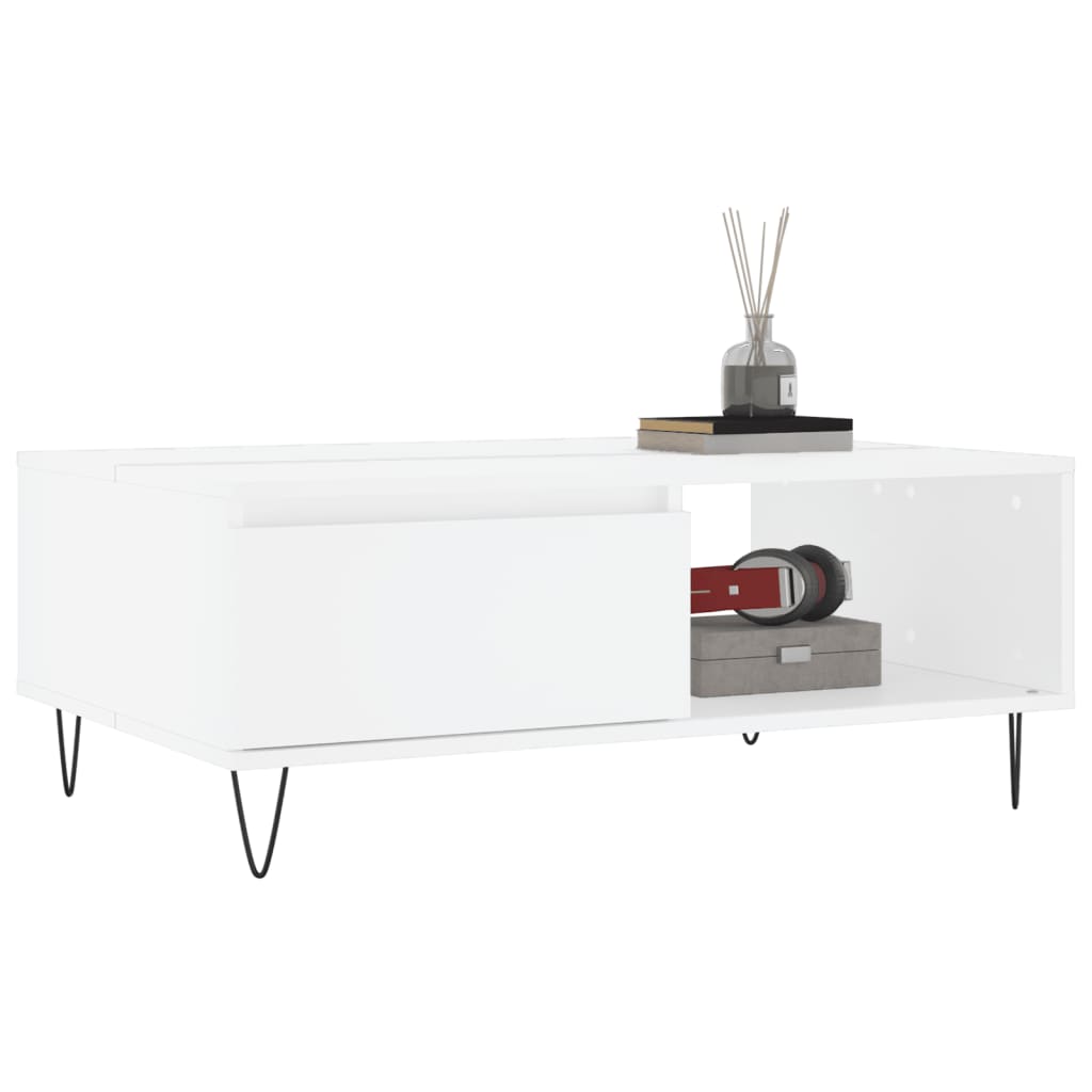 vidaXL Salontafel 90x60x35 cm bewerkt hout wit afbeelding