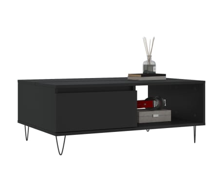 vidaXL Masă de cafea, negru, 90x60x35 cm, lemn compozit