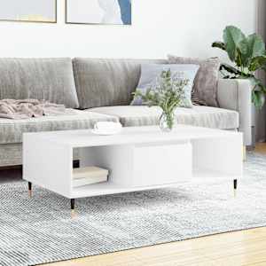 Klubska mizica bela 104x60x35 cm inženirski les