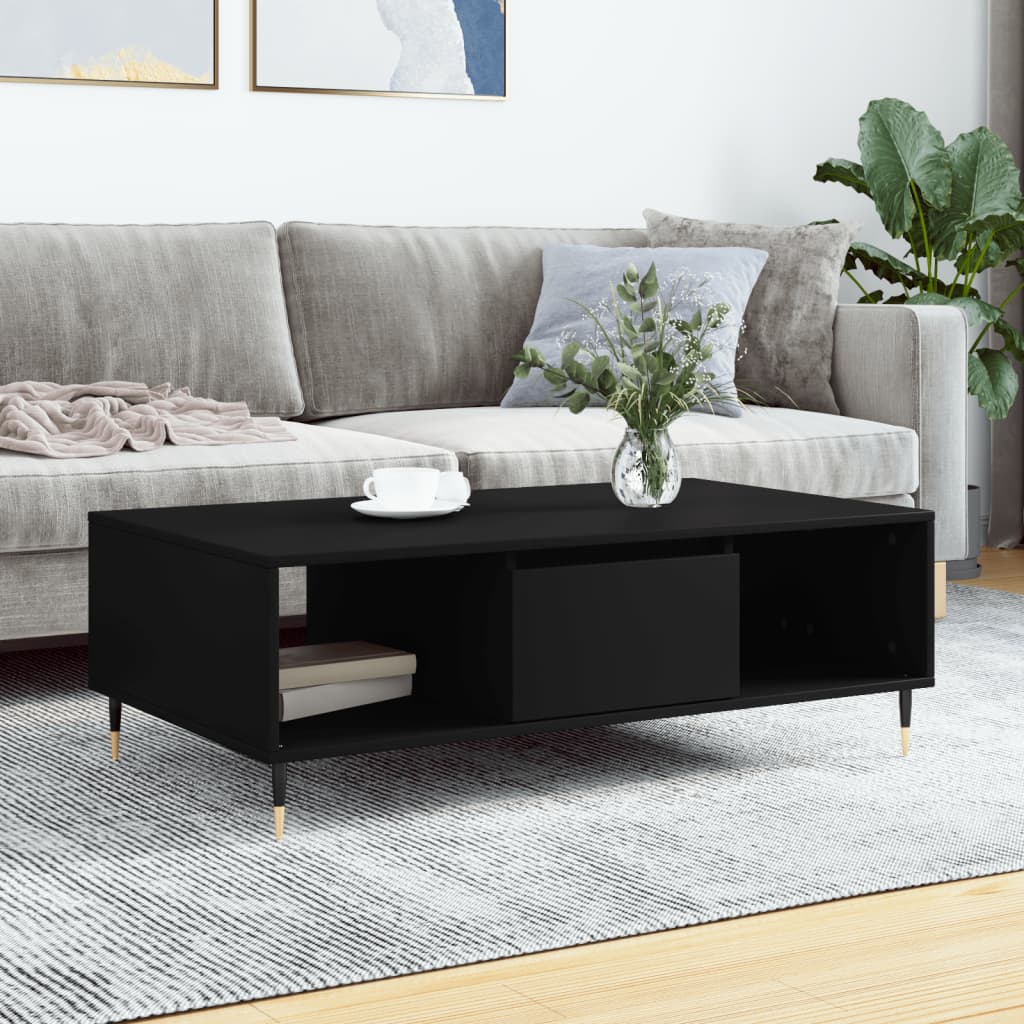 vidaXL Masă de cafea, negru, 104x60x35 cm, lemn compozit