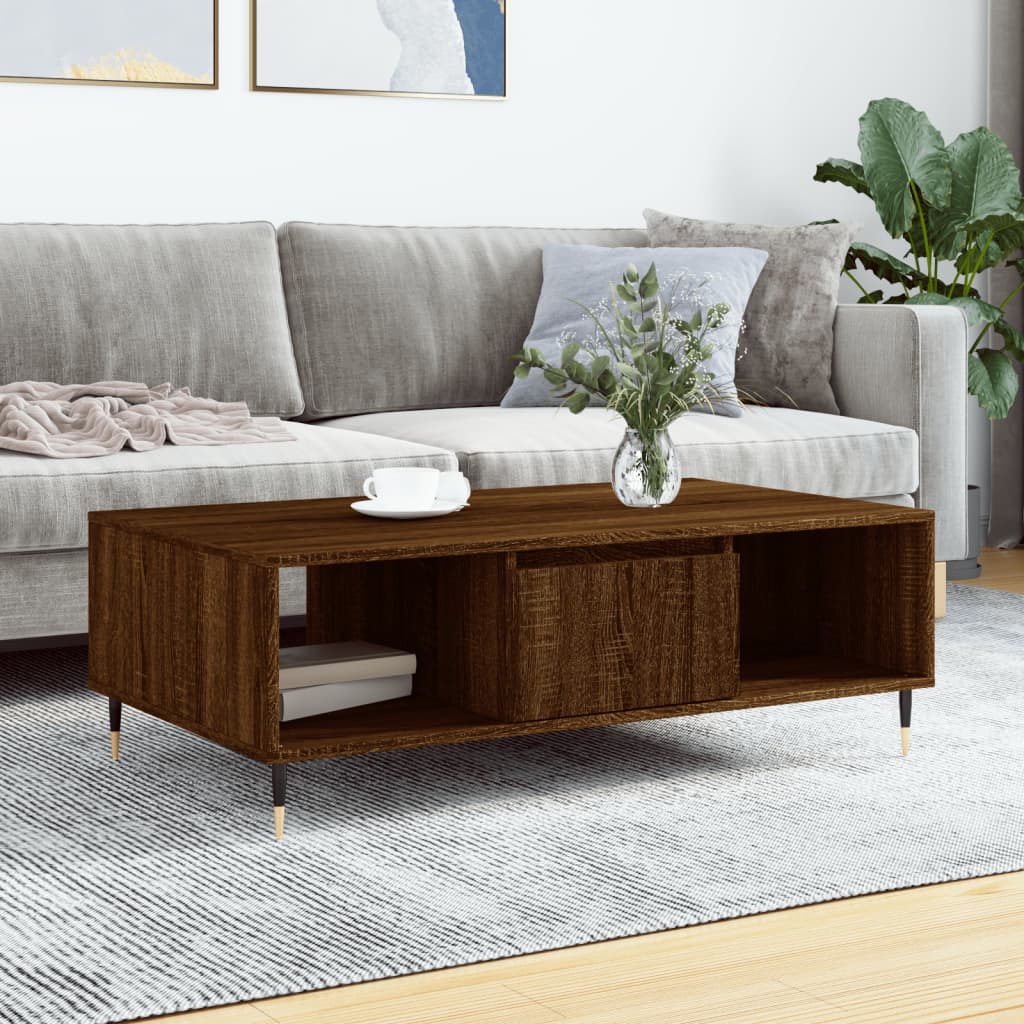 vidaXL sofabord 104x60x35 cm konstrueret træ brun egetræsfarve