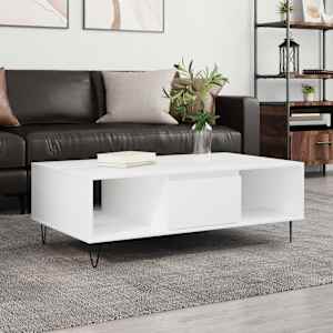 Klubska mizica bela 104x60x35 cm inženirski les