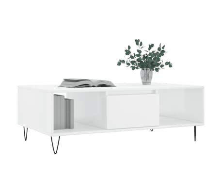 vidaXL Coffee Table High gloss white Engineered wood, iron Medium