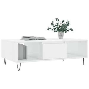 vidaXL Coffee Table High gloss white Engineered wood, iron Medium