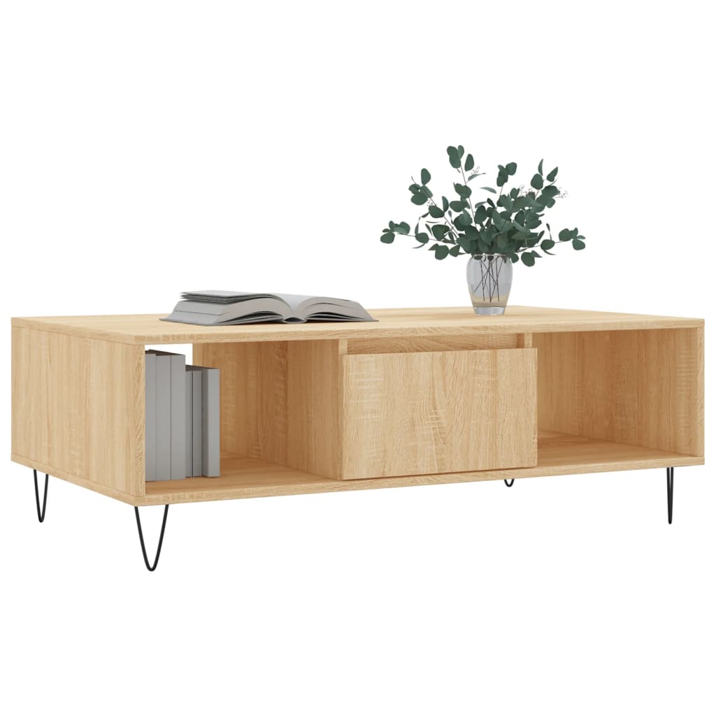 vidaXL Salontafel 104x60x35 cm bewerkt hout sonoma eikenkleurig afbeelding