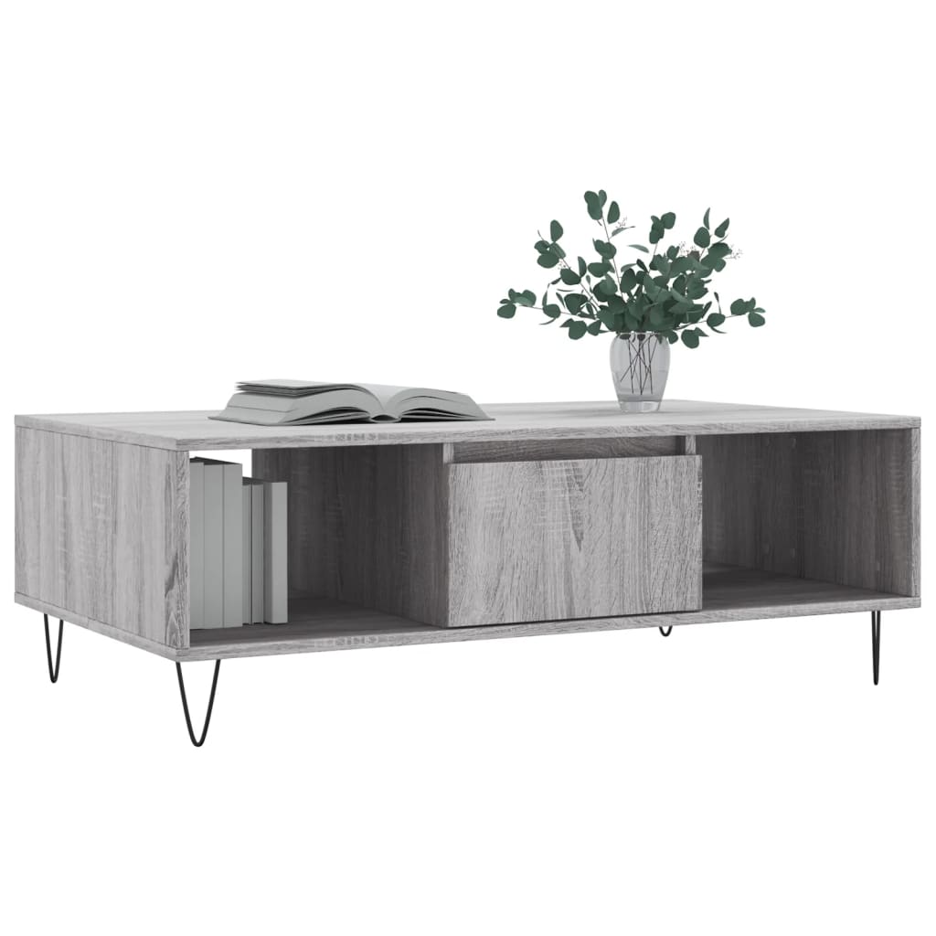 vidaXL Salontafel 104x60x35 cm bewerkt hout grijs sonoma afbeelding