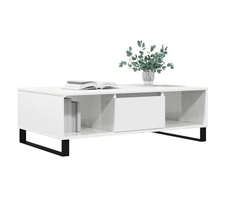 vidaXL Coffee Table High Gloss White 104x60x35 cm Engineered Wood