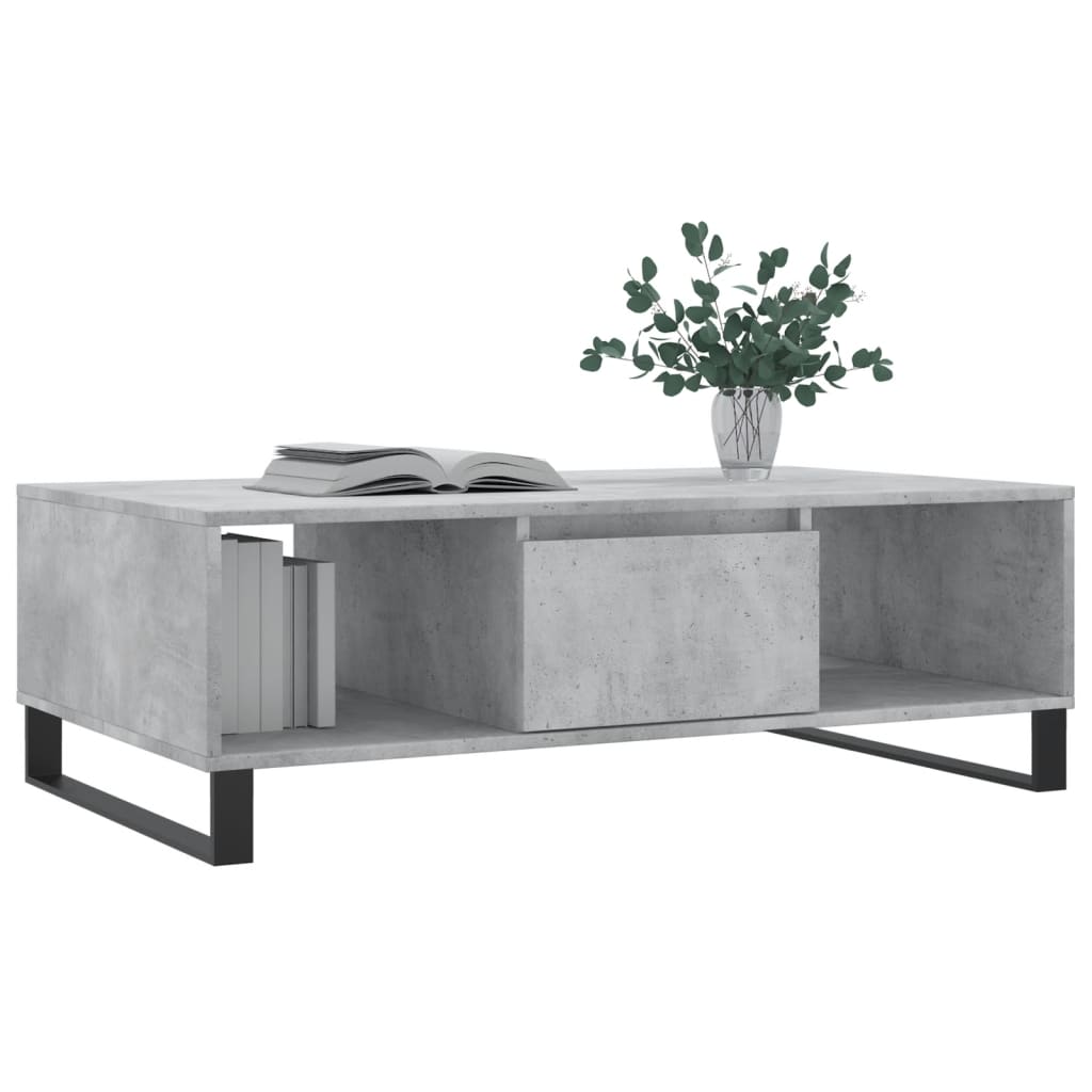 vidaXL Table basse gris béton 104x60x35 cm bois d'ingénierie