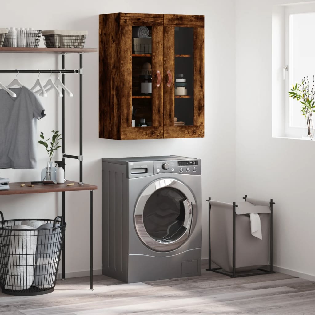 vidaXL Dulap montat pe perete, stejar fumuriu, 69,5x34x90 cm