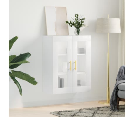 vidaXL Ντουλάπι Τοίχου Γυαλιστερό Λευκό 69,5 x 34 x 90 εκ.