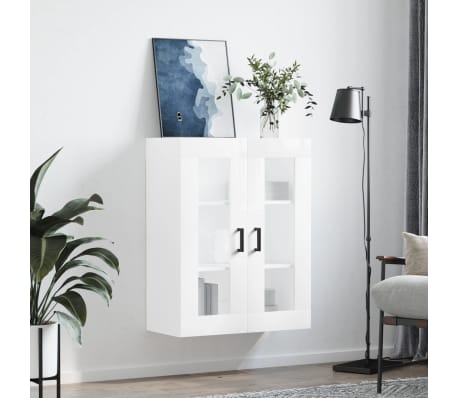 vidaXL Dulap cu montaj pe perete, alb extralucios, 69,5x34x90 cm