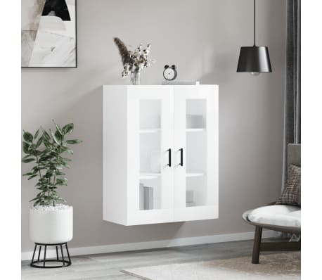 vidaXL Mobile a Parete Bianco Lucido 69,5x34x90 cm