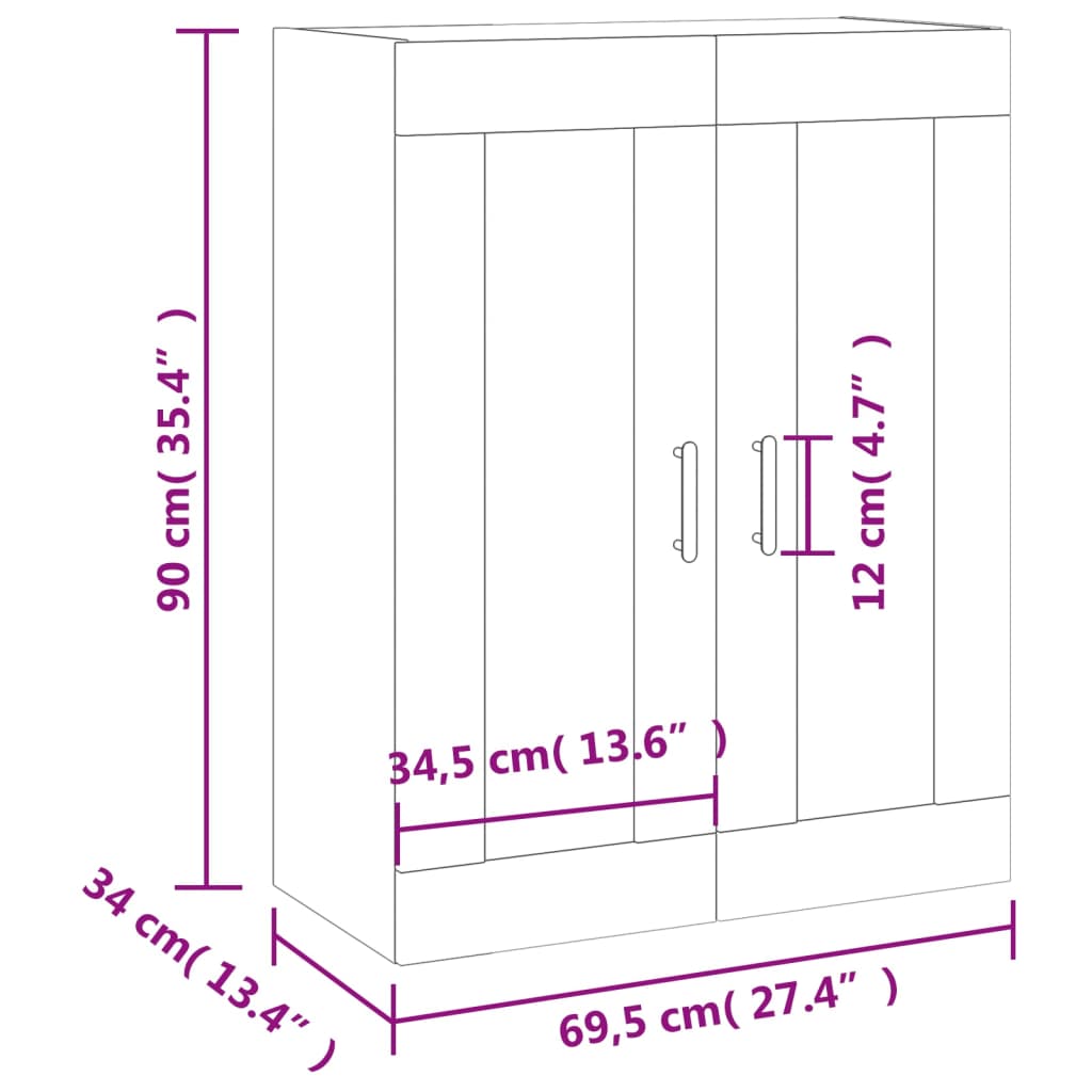 Stenska omarica siva sonoma 69,5x34x90 cm - slika 13
