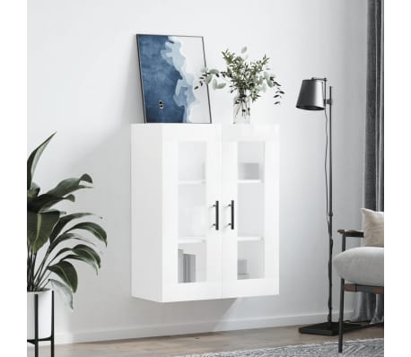 vidaXL Dulap cu montaj pe perete, alb extralucios, 69,5x34x90 cm