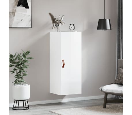 vidaXL Wandschrank Hochglanz-Wei&szlig; 34,5x34x90 cm