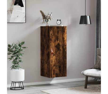 vidaXL Dulap montat pe perete, stejar fumuriu, 34,5x34x90 cm