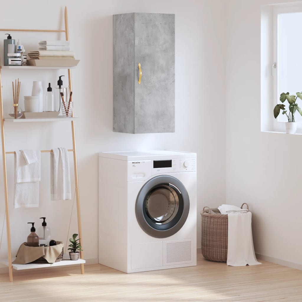 vidaXL Dulap montat pe perete, gri beton, 34,5x34x90 cm