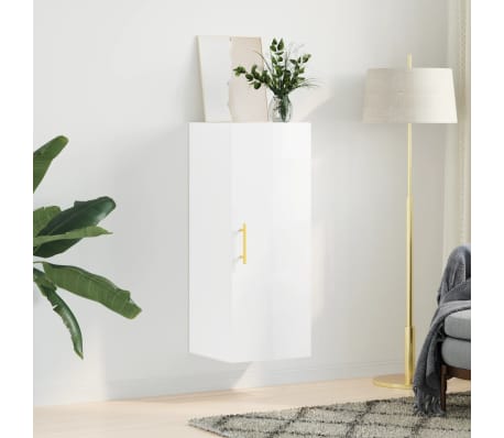 vidaXL Wandschrank Hochglanz-Wei&szlig; 34,5x34x90 cm