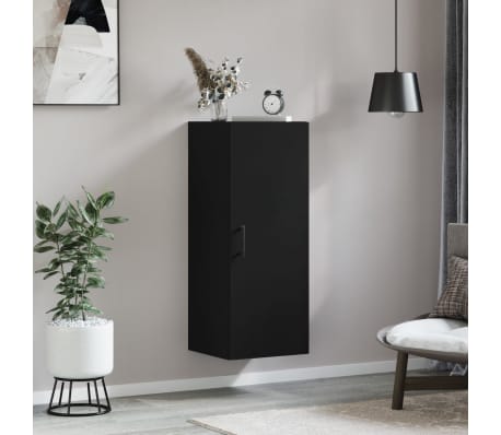 vidaXL Mobile a Parete Nero 34,5x34x90 cm
