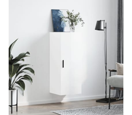 vidaXL Wall Mounted Cabinet High Gloss White 34.5x34x90 cm