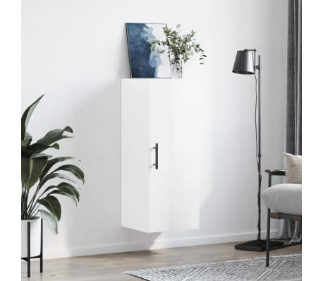 vidaXL Wall Mounted Cabinet High Gloss White 34.5x34x90 cm