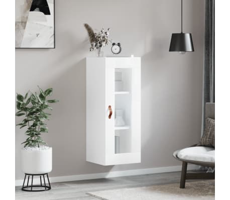 vidaXL Ντουλάπι Τοίχου Γυαλιστερό Λευκό 34,5 x 34 x 90 εκ.
