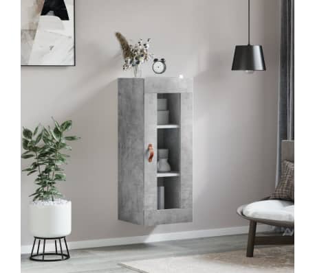 vidaXL Wall Mounted Cabinet Concrete Grey 34.5x34x90 cm