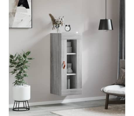 vidaXL Mobile a Parete Grigio Sonoma 34,5x34x90 cm
