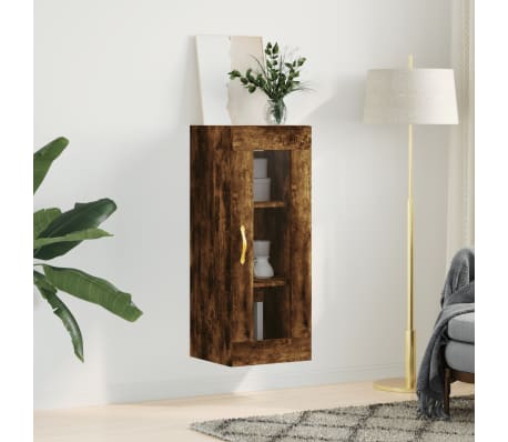 vidaXL Dulap montat pe perete, stejar fumuriu, 34,5x34x90 cm