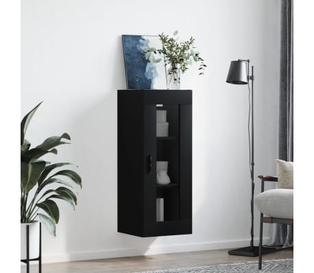 vidaXL Dulap montat pe perete, negru, 34,5x34x90 cm