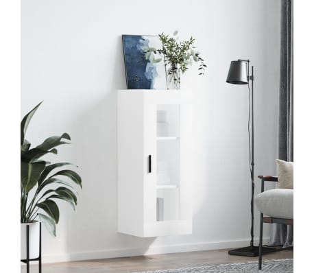 vidaXL N&aacute;stěnn&aacute; skř&iacute;ňka b&iacute;l&aacute; s vysok&yacute;m leskem 34,5 x 34 x 90 cm