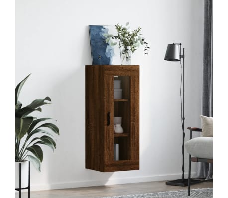 vidaXL Dulap montat pe perete, stejar maro, 34,5x34x90 cm