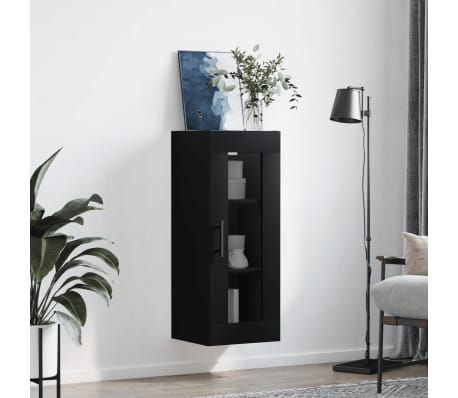 vidaXL Ντουλάπι Τοίχου Μαύρο 34,5x34x90 εκ.
