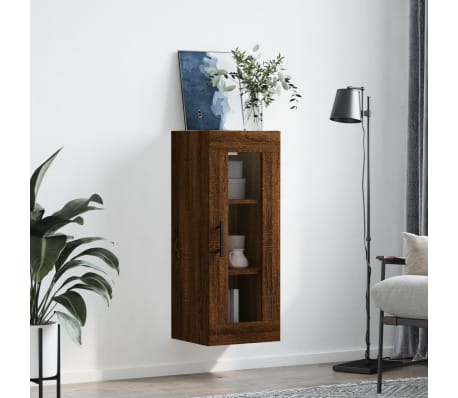 vidaXL Dulap montat pe perete, stejar maro, 34,5x34x90 cm