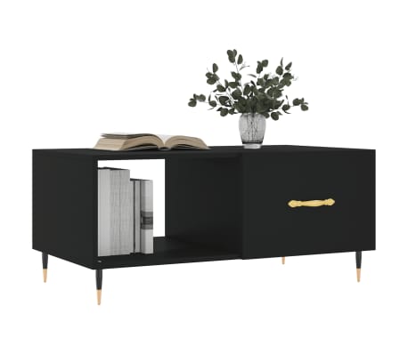 vidaXL kafijas galdiņ&scaron;, melns, 90x50x40 cm, inženierijas koks