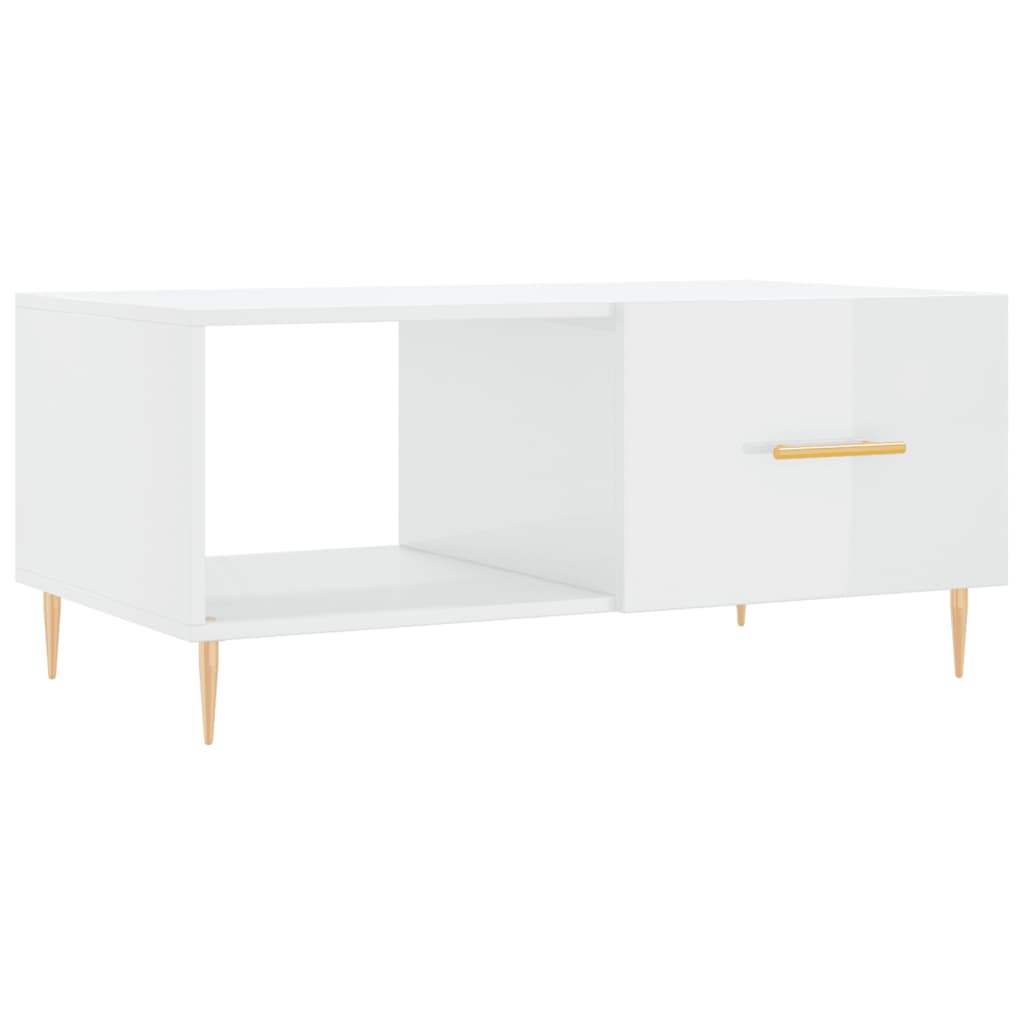 vidaXL Konferenční stolek lesklý bílý 90 x 50 x 40 cm kompozitní dřevo