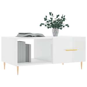 Konferenční stolek lesklý bílý 90 x 50 x 40 cm kompozitní dřevo - obrázek 3