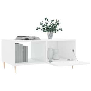 Konferenční stolek lesklý bílý 90 x 50 x 40 cm kompozitní dřevo - obrázek 4
