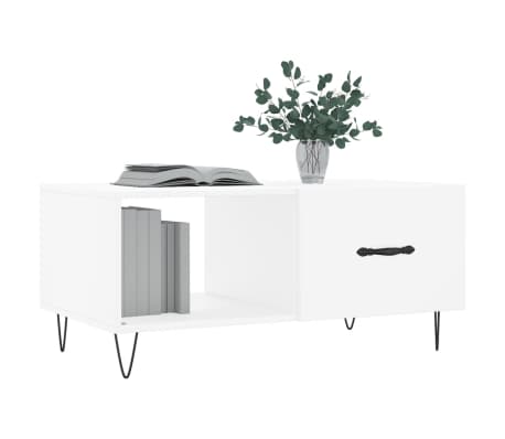 vidaXL Table basse blanc 90x50x40 cm bois d'ing&eacute;nierie