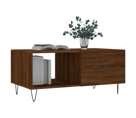 vidaXL Table basse ch&ecirc;ne marron 90x50x40 cm bois d'ing&eacute;nierie